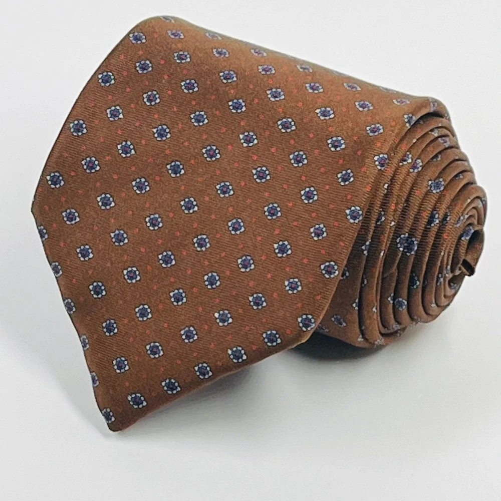Vintage Chaps Ralph Lauren Silk Men's Necktie Geometric Medallions Made In USA